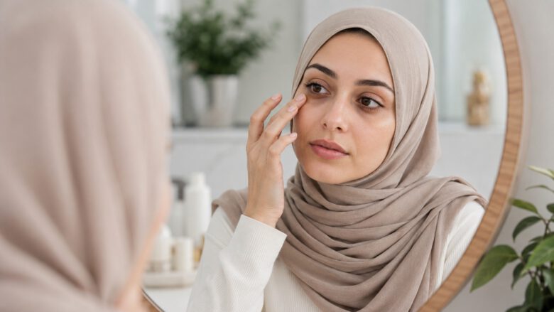 كيفية تخفيف الهالات السوداء تحت العين صحيًا وجماليًا 1 فحص الهالات السوداء أمام المرآة