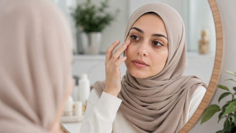 كيفية تخفيف الهالات السوداء تحت العين صحيًا وجماليًا 1 فحص الهالات السوداء أمام المرآة