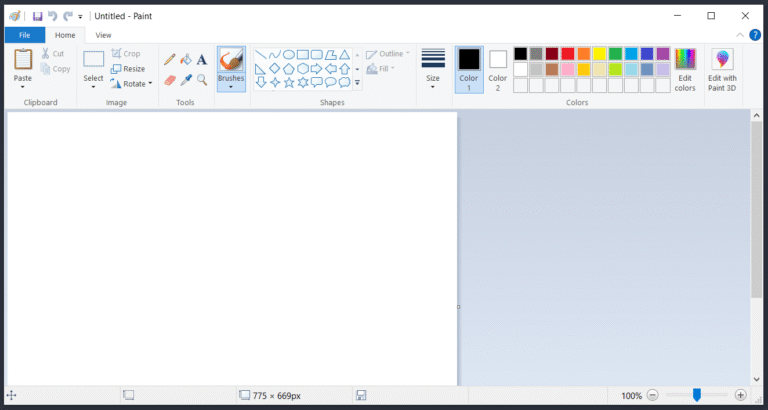 واجهة برنامج Microsoft Paint لتعديل الصور في ويندوز
