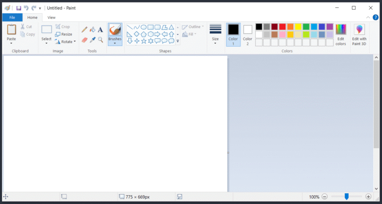 واجهة برنامج Microsoft Paint لتعديل الصور في ويندوز