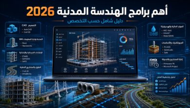 أهم برامج الهندسة المدنية 2026 حسب التخصص