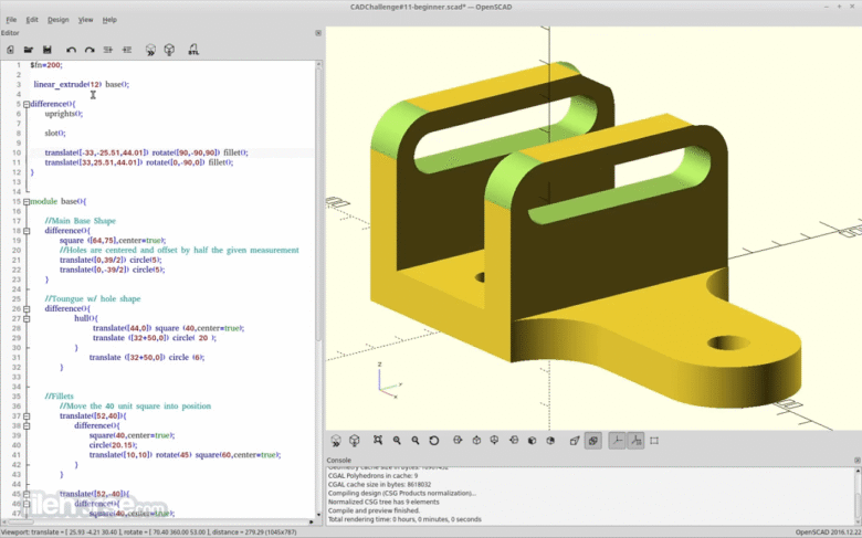 واجهة برنامج OpenSCAD للنمذجة ثلاثية الأبعاد