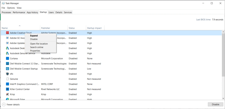 تعطيل برامج بدء التشغيل من Task Manager لتسريع Windows