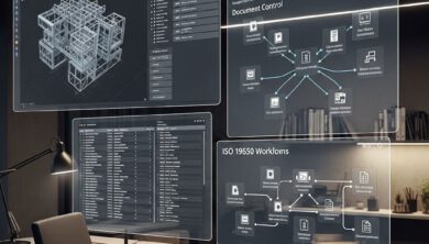 الدليل الشامل لإدارة حزم وثائق البناء 4 مهندس يدير حزم وثائق البناء الرقمية في موقع إنشائي حديث 2027