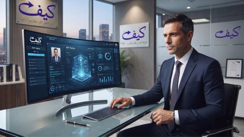 كيف تكتب سيرة ذاتية وخطاب تعريف احترافي يتصدر توظيف 2027 1 رجل أعمال يراجع سيرة ذاتية رقمية مرفقة مع خطاب تعريف متطور لعام 2027