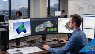 محطة عمل هندسية متطورة توضح استغلال أنوية المعالج في أوتوكاد 2026 - تشغيل عدة برامج هندسية بكفاءة عالية