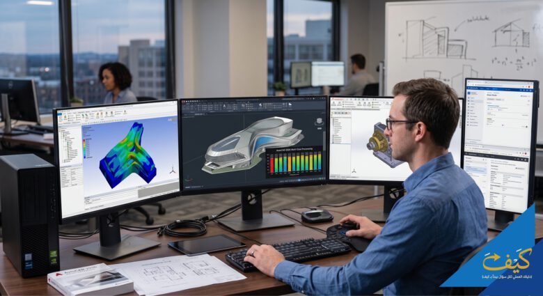 كيفية تشغيل عدة برامج هندسية بكفاءة عالية باستخدام CPU Affinity 1 محطة عمل هندسية متطورة توضح استغلال أنوية المعالج في أوتوكاد 2026 - تشغيل عدة برامج هندسية بكفاءة عالية