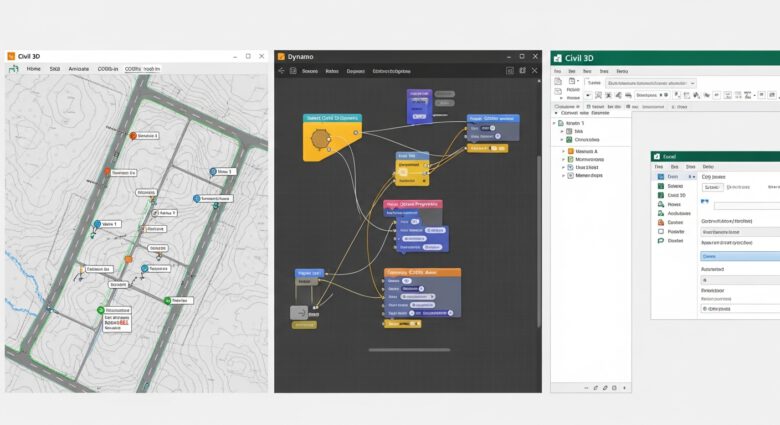 استيراد وتصدير بيانات COBie بين Civil 3D وExcel باستخدام Dynamo 1 ربط Civil 3D وExcel وDynamo لبيانات COBie