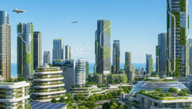 تقنيات البناء المستدام في 2026: BIM والذكاء الاصطناعي والتوأم الرقمي 2 مدينة مستدامة مستقبلية بتقنيات 2026