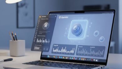 كيفية استخدام Gemini في Google Chrome : الدليل الشامل 2027 3 واجهة Gemini المتطورة في متصفح جوجل كروم لعام 2027 داخل بيئة عمل مستقبلية