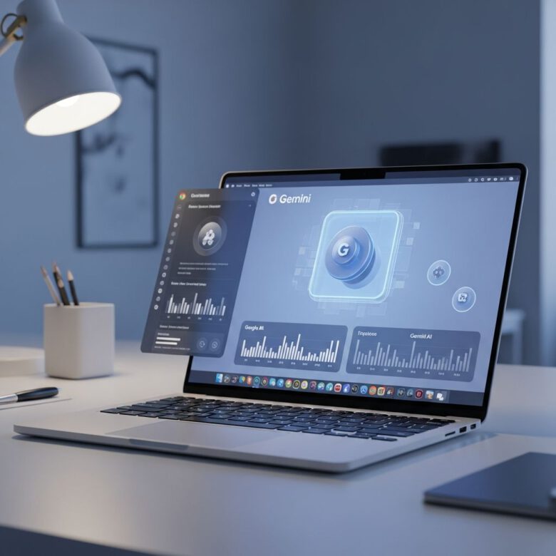 كيفية استخدام Gemini في Google Chrome : الدليل الشامل 2027 1 واجهة Gemini المتطورة في متصفح جوجل كروم لعام 2027 داخل بيئة عمل مستقبلية