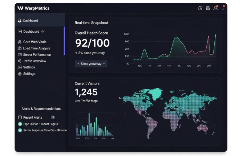 لوحة تحكم تعرض مؤشرات أداء الموقع الرئيسية مثل Core Web Vitals - كيفية تحسين أداء موقعك