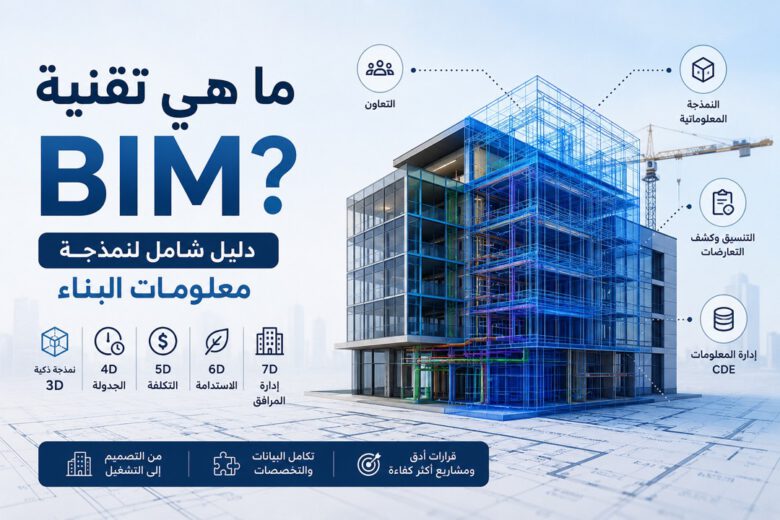 ما هي تقنية BIM؟ شرح BIM واستخداماتها وأبعادها 1 تقنية BIM ونمذجة معلومات البناء واستخداماتها في المشاريع الهندسية