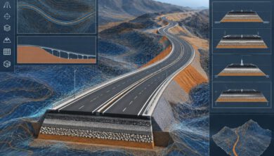 كيفية استخراج Surface من Corridor في Civil 3D باحتراف 2 نموذج طريق ثلاثي الأبعاد يوضح استخراج سطح TIN من Corridor في Civil 3D
