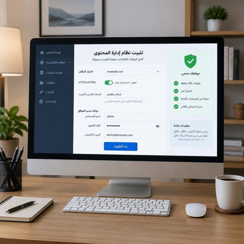 معالج تثبيت ووردبريس من لوحة تحكم الاستضافة مع اختيار النطاق وHTTPS