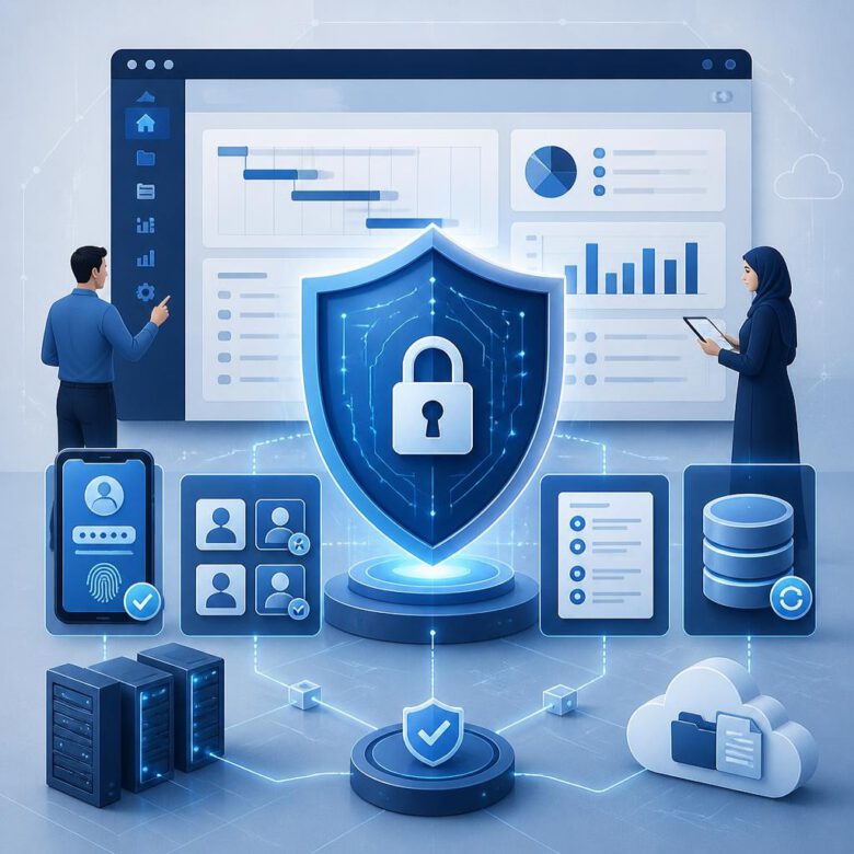 عناصر حماية بيانات فرق العمل في تطبيقات إدارة المشاريع