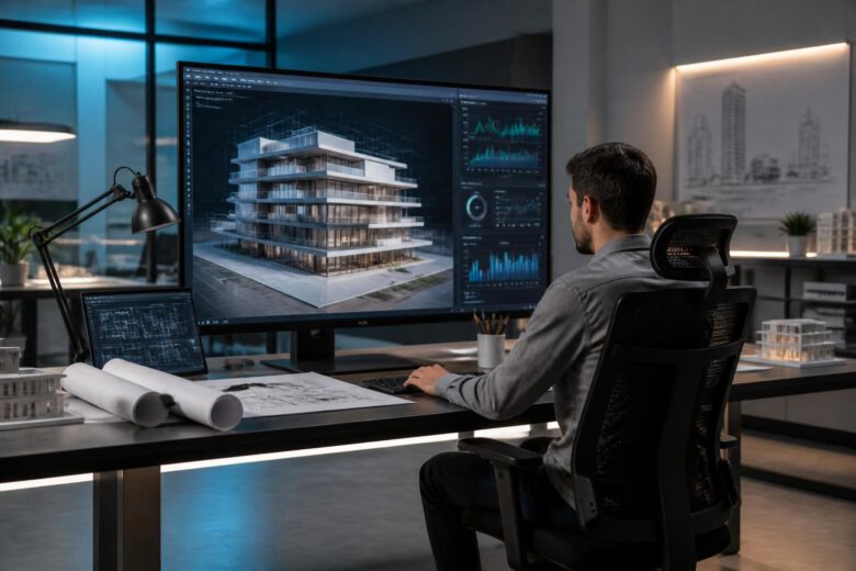 تسريع AutoCAD: أفضل إعدادات وحلول بطء ملفات DWG و3D الكبيرة 1 شاشة هندسية تعرض نموذج ثلاثي الأبعاد وإعدادات تحسين أداء أوتوكاد