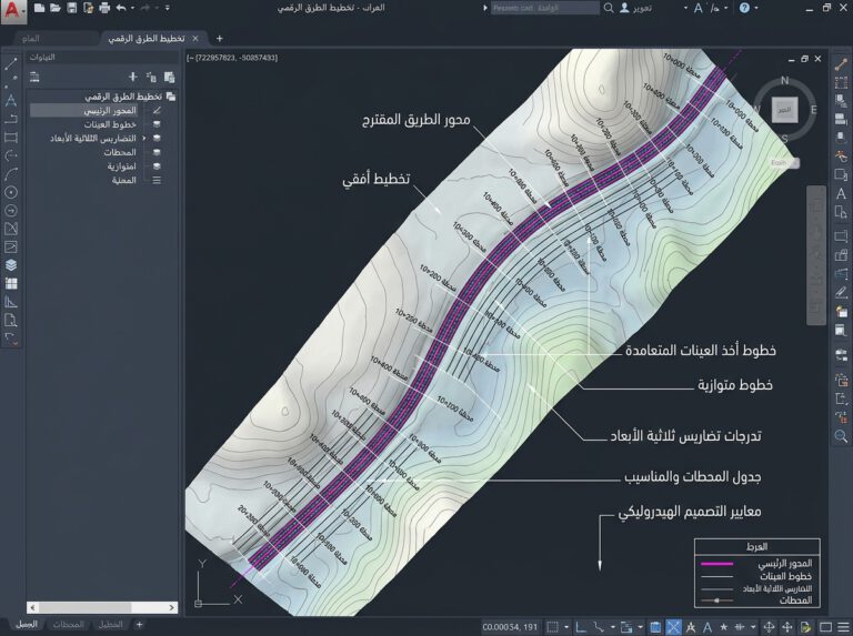 توزيع خطوط أخذ العينات Sample Lines على محور الطريق في برنامج Civil 3D - كيفية إنشاء قطاعات عرضية في Civil 3D.