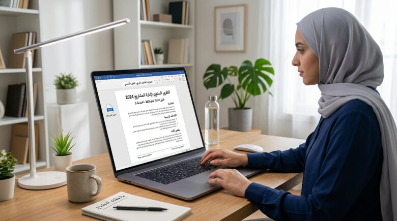 كيفية تنسيق ملف Word باحتراف: دليل Microsoft Word الشامل 1 مستند عربي منسق على الحاسوب يوضح أدوات الإنتاجية في برنامج Word