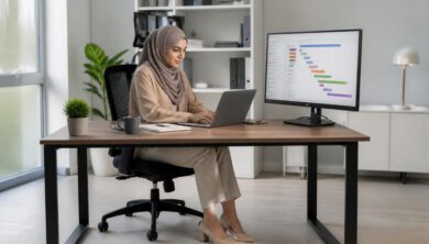 كيفية زيادة الإنتاجية في العمل: 10 طرق عملية لإنجاز أكثر في وقت أقل 10 موظفة تنظم مهامها أمام حاسوب لتحسين إنتاجيتها في العمل