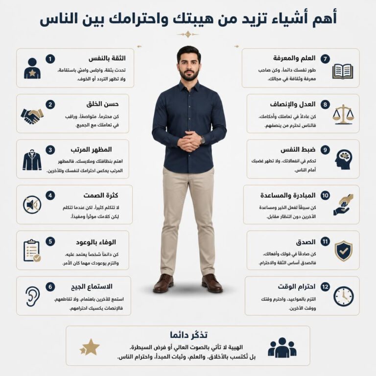 أسرار الهيبة والاحترام: الدليل الشامل لبناء الكاريزما والمكانة الاجتماعية الرفيعة - كيف تكون لك هيبة بين الناس.