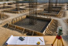 حساب كمية الخرسانة للقواعد باستخدام المخططات والأبعاد الهندسية