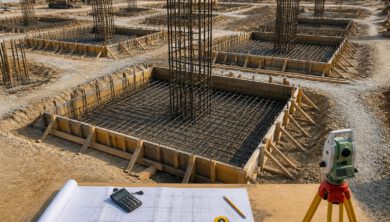 حساب كمية الخرسانة للقواعد باستخدام المخططات والأبعاد الهندسية