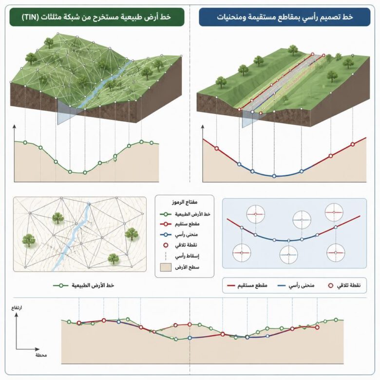 مقارنة بين Surface Profile وLayout Profile في Civil 3D