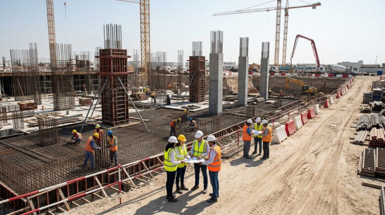 تنفيذ العناصر الخرسانية المسلحة بطريقة هندسية احترافية في الموقع الإنشائي