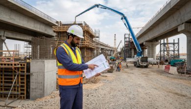 طريقة حساب كمية الخرسانة للجسر والكمرة بالمتر المكعب (م3) بالأمثلة 7 مهندس يراجع حساب كمية خرسانة الجسور في موقع بناء